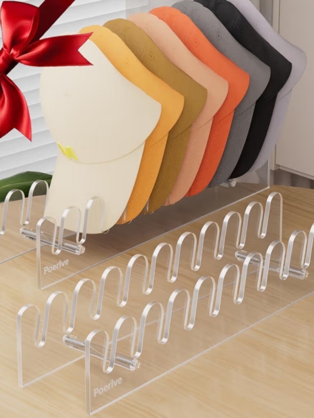 Acrylic Baseball Cap Organizer Rack - Clear Hat Display